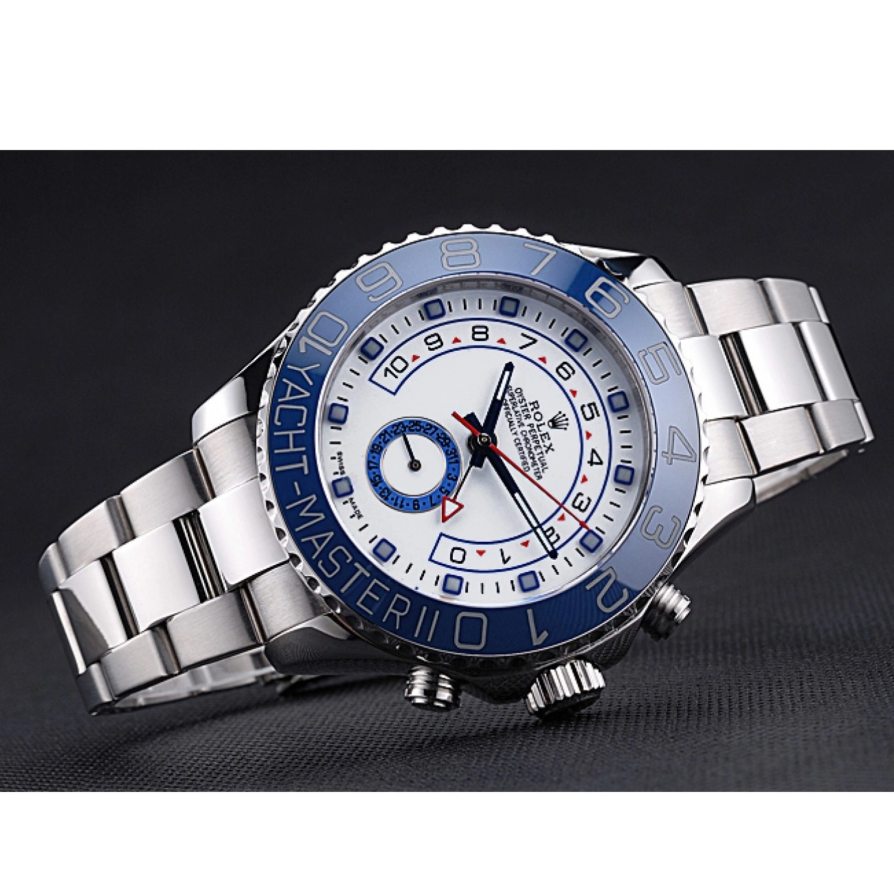 Aaa replica watch White Dial Bracelet Rolex Bezel Steel 622269 Blue Stainless Master II Yacht 0514